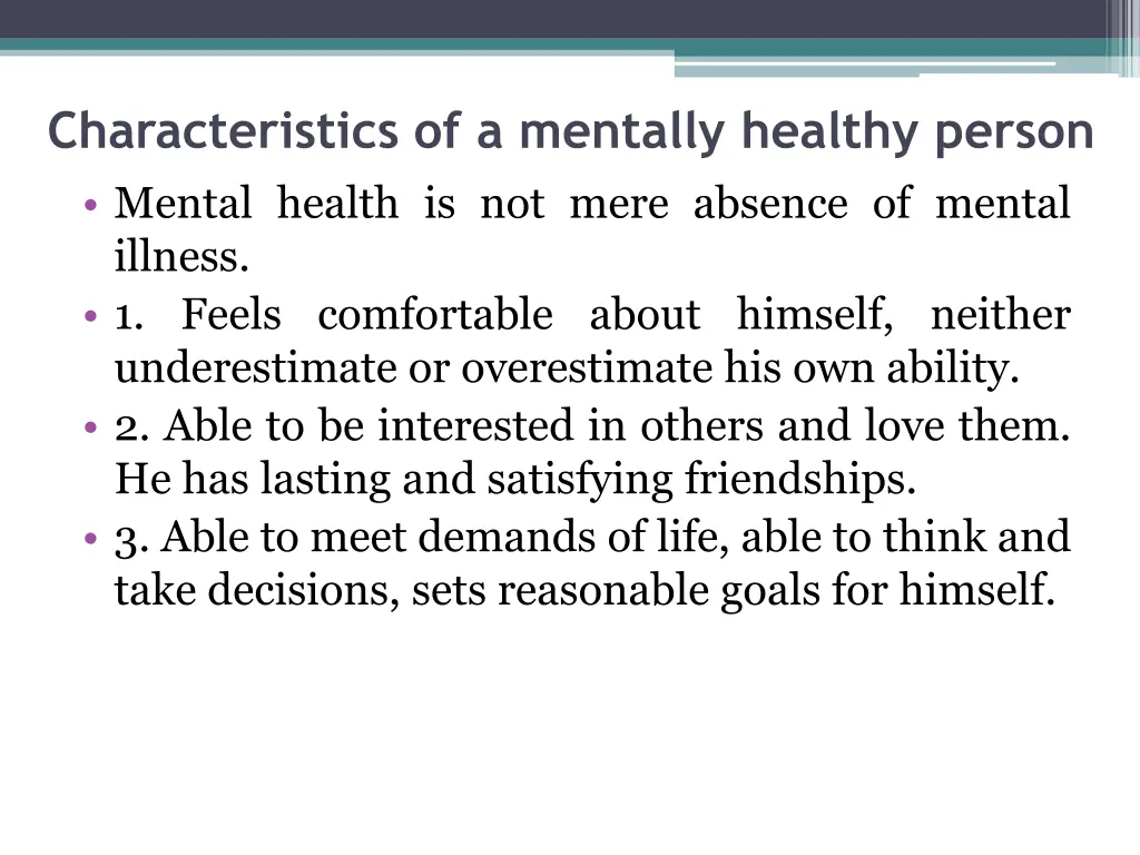 characteristics of a mentally healthy person
