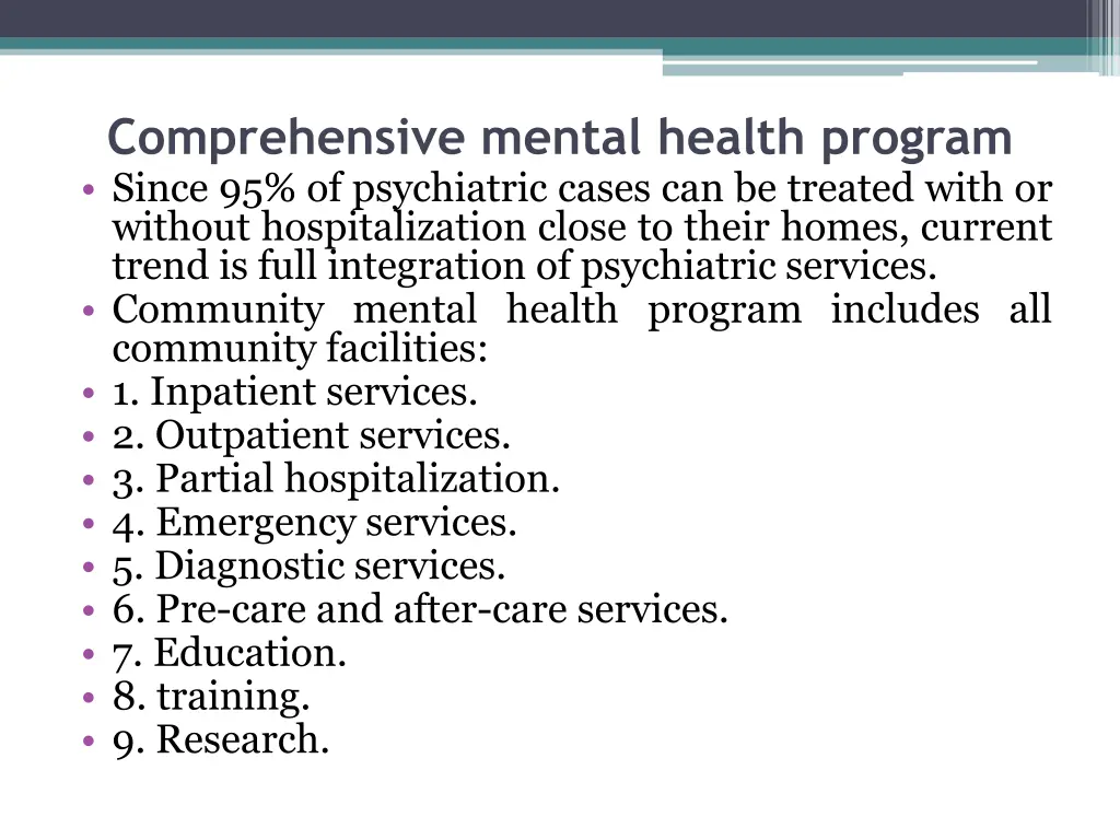 comprehensive mental health program since