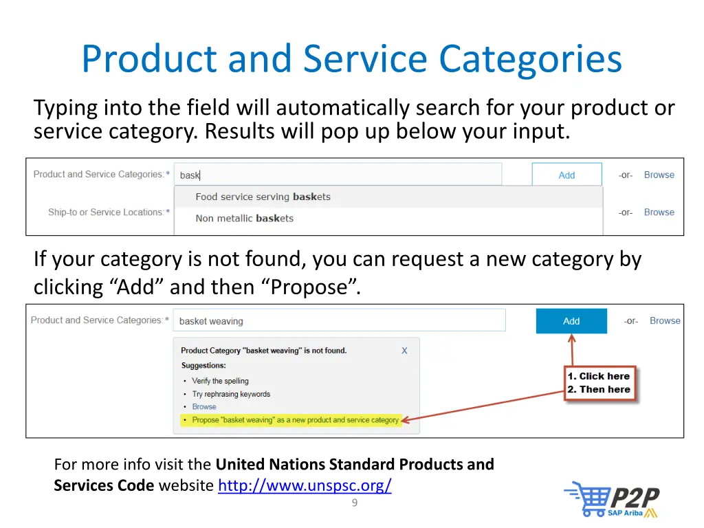 product and service categories