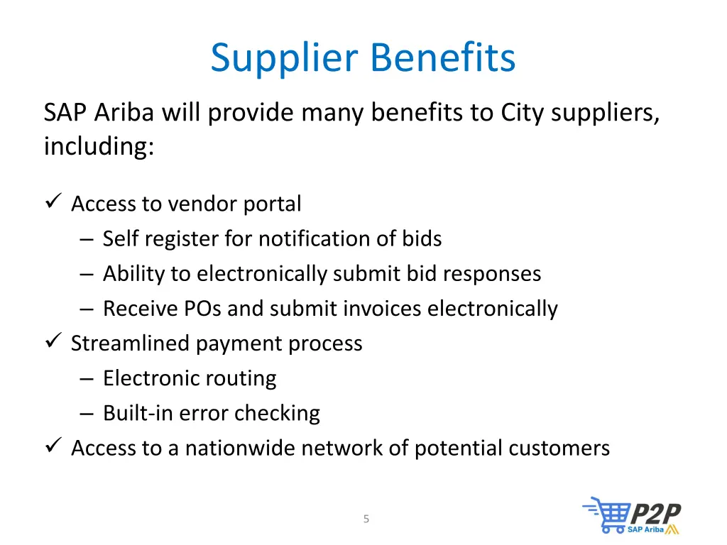 supplier benefits