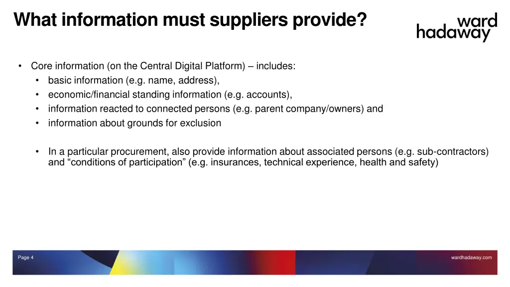 what information must suppliers provide