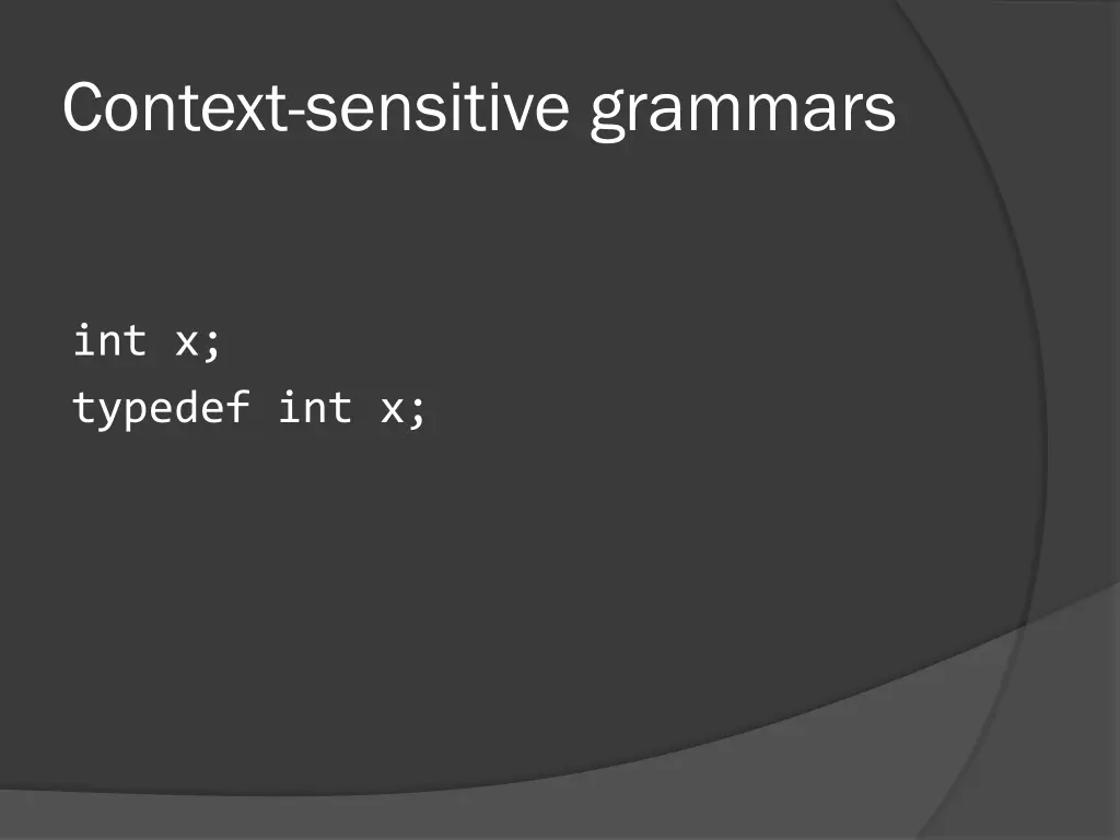 context sensitive grammars