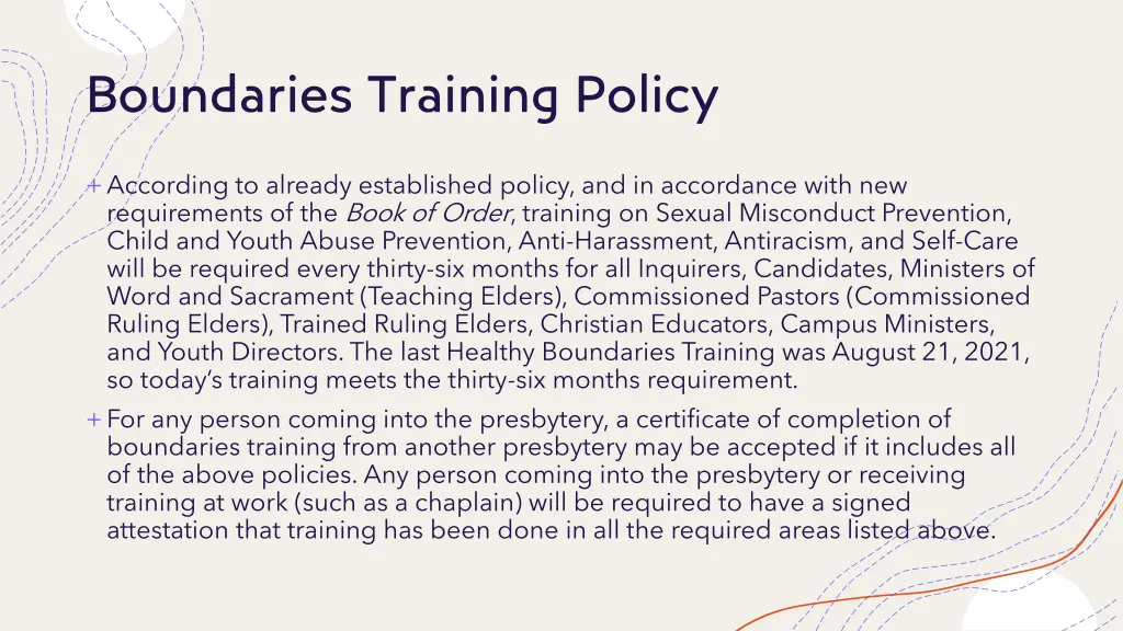 boundaries training policy