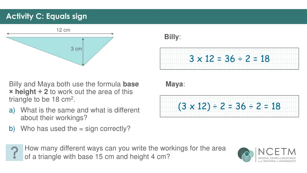 activity c equals sign