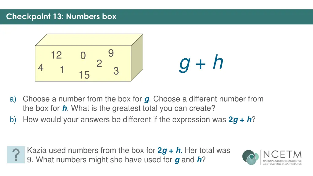 checkpoint 13 numbers box