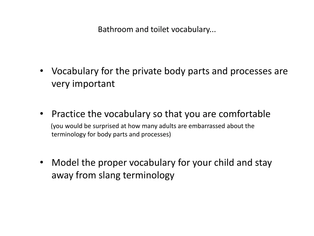 bathroom and toilet vocabulary