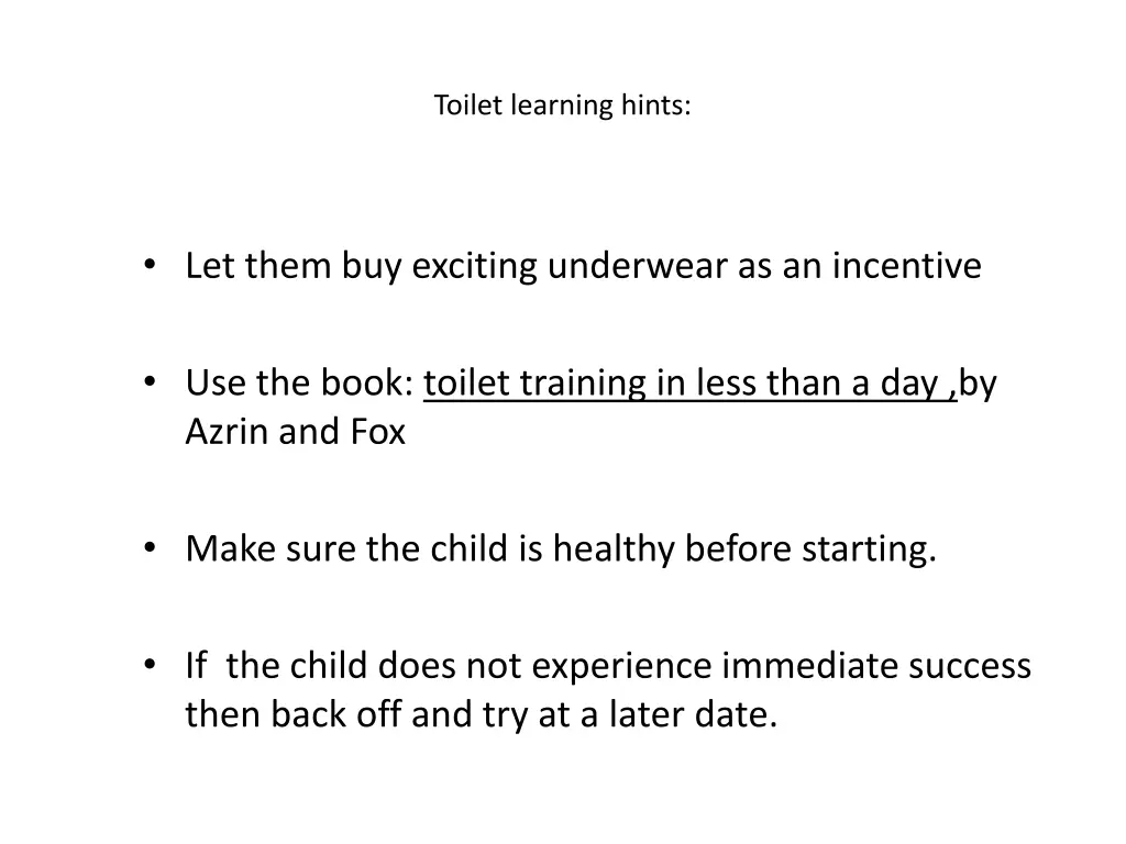 toilet learning hints