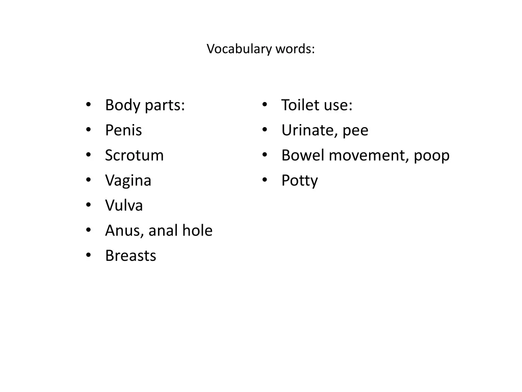 vocabulary words