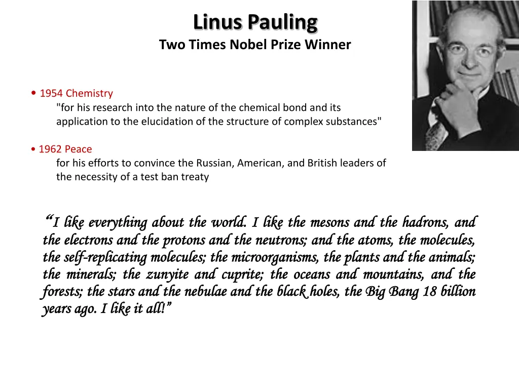 linus pauling two times nobel prize winner