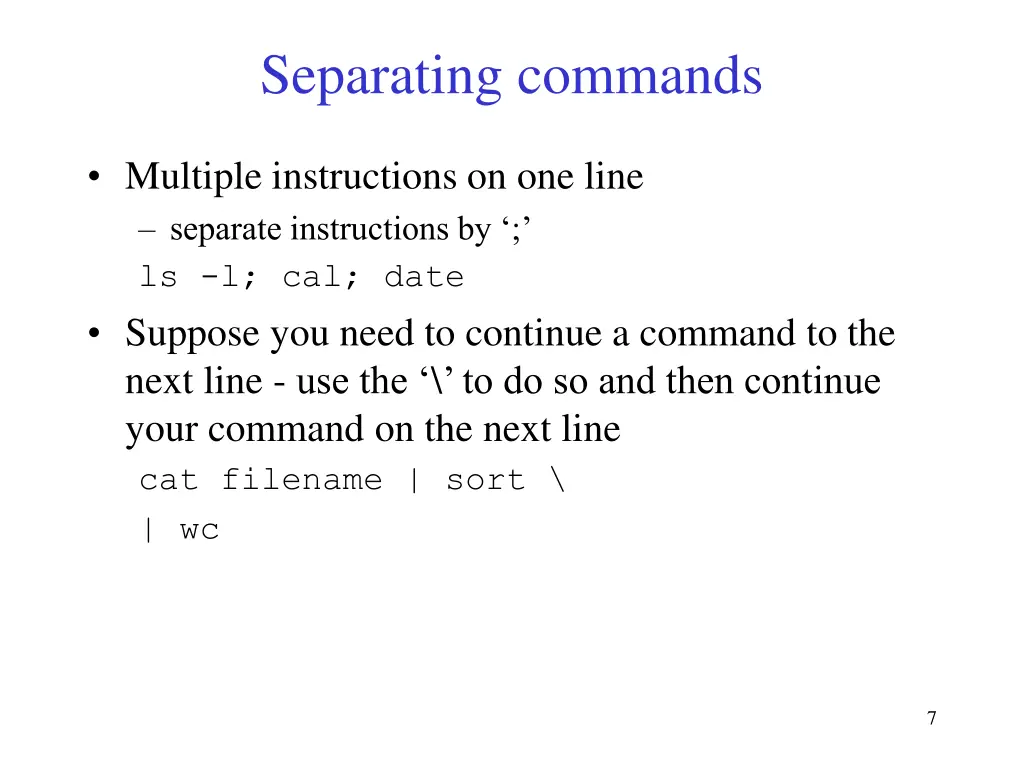separating commands