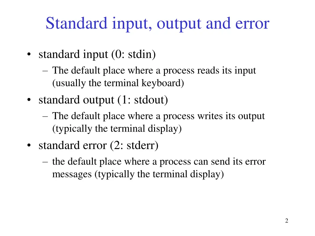 standard input output and error
