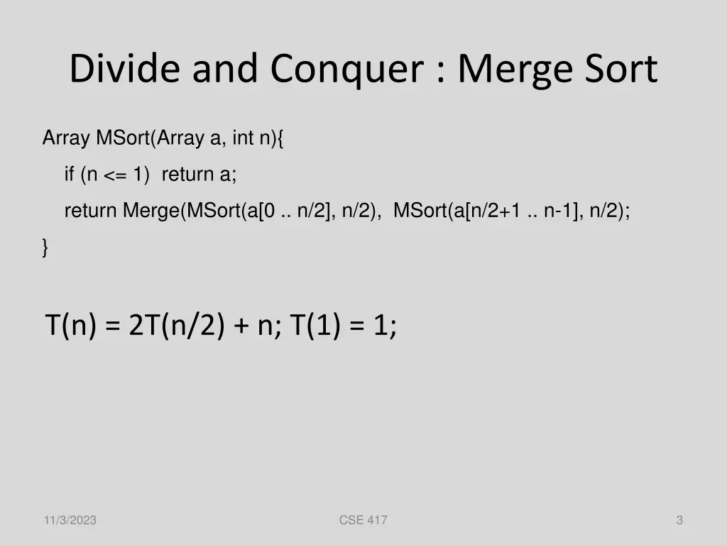 divide and conquer merge sort