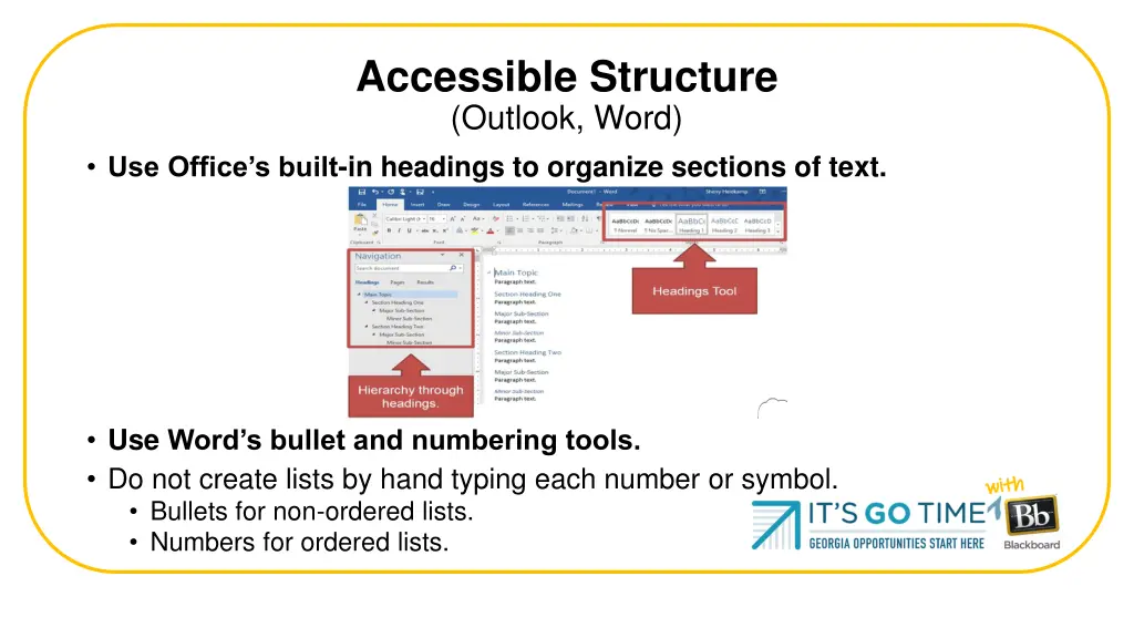 accessible structure outlook word