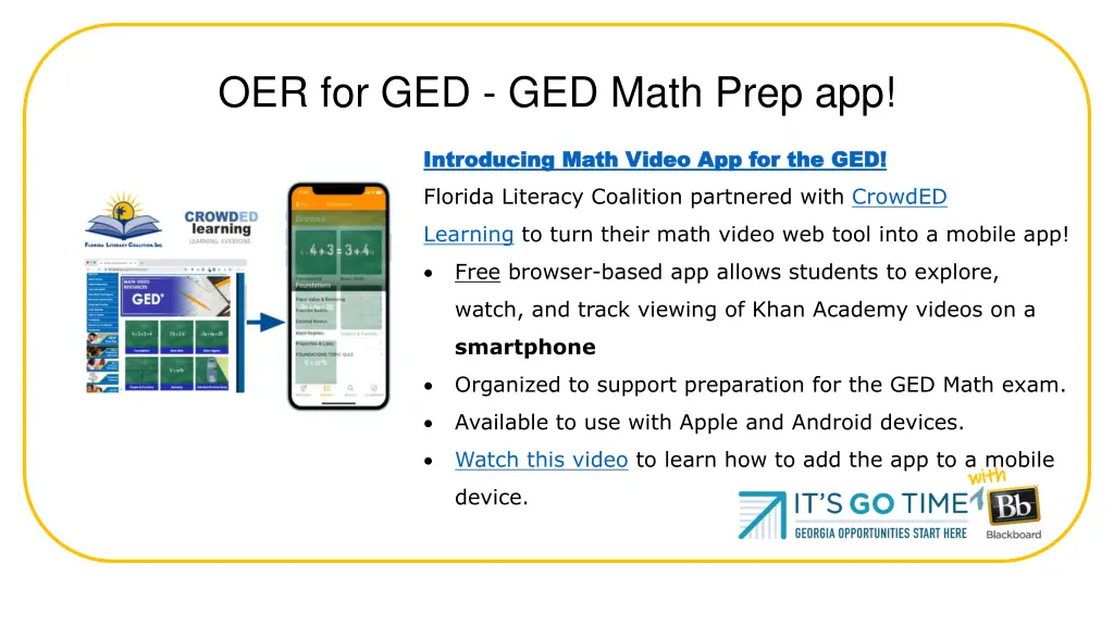 oer for ged ged math prep app