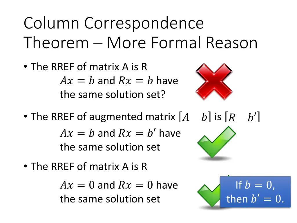 column correspondence theorem more formal reason 1