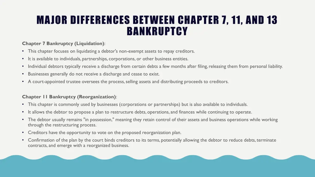 major differences between chapter