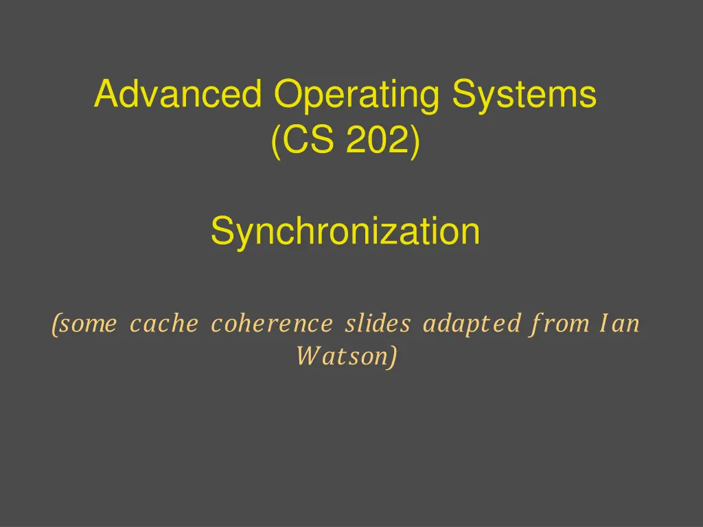 advanced operating systems cs 202