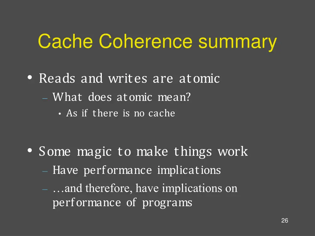 cache coherence summary