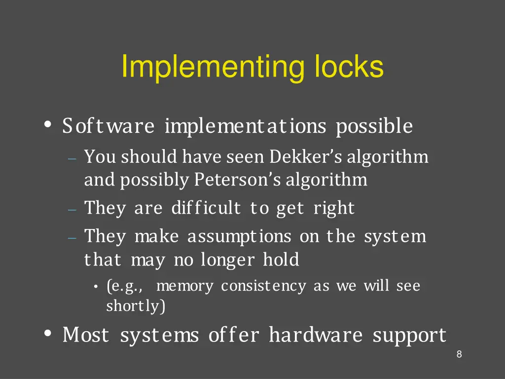 implementing locks