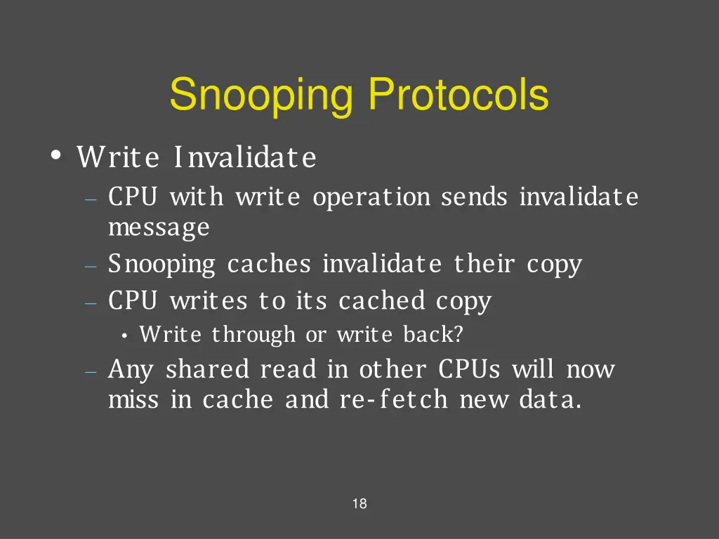 snooping protocols write invalidate cpu with