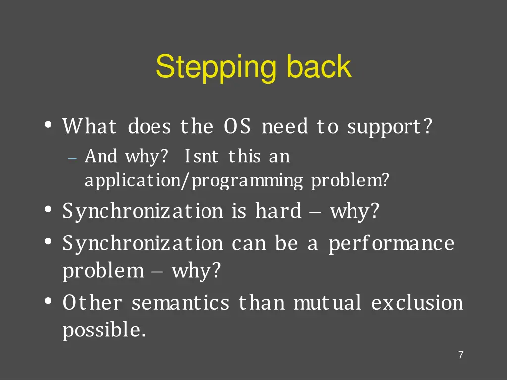 stepping back