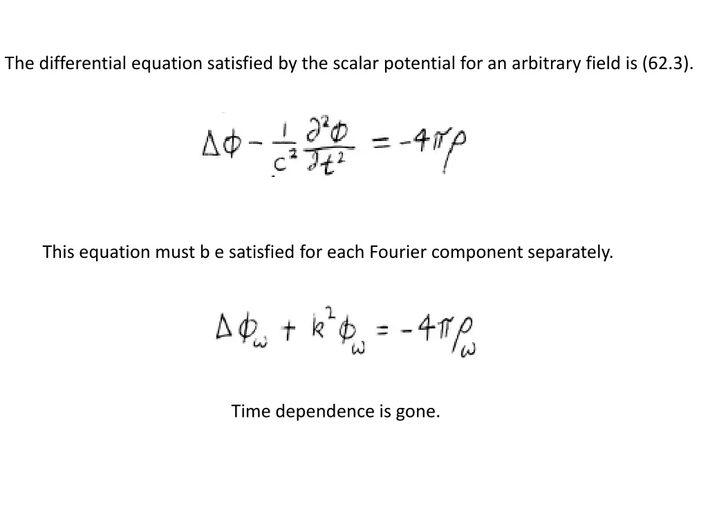 the differential equation satisfied by the scalar
