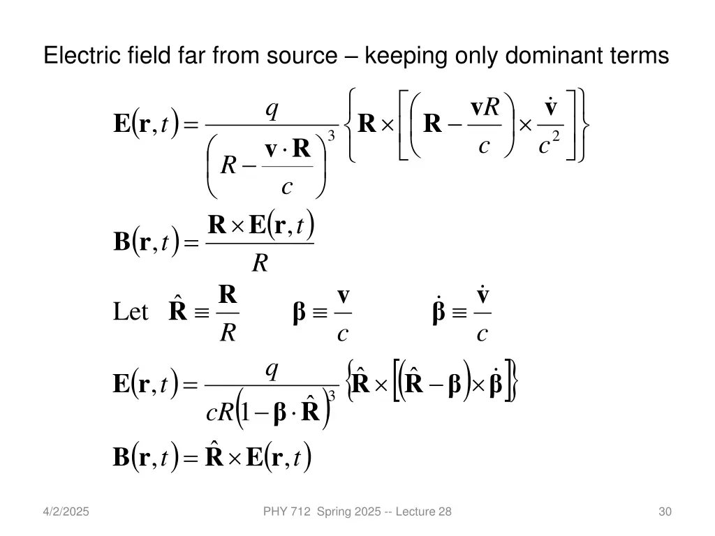 electric field far from source keeping only