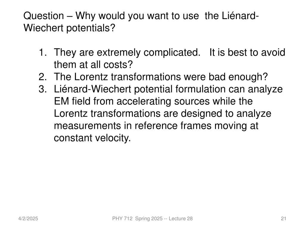 question why would you want to use the li nard