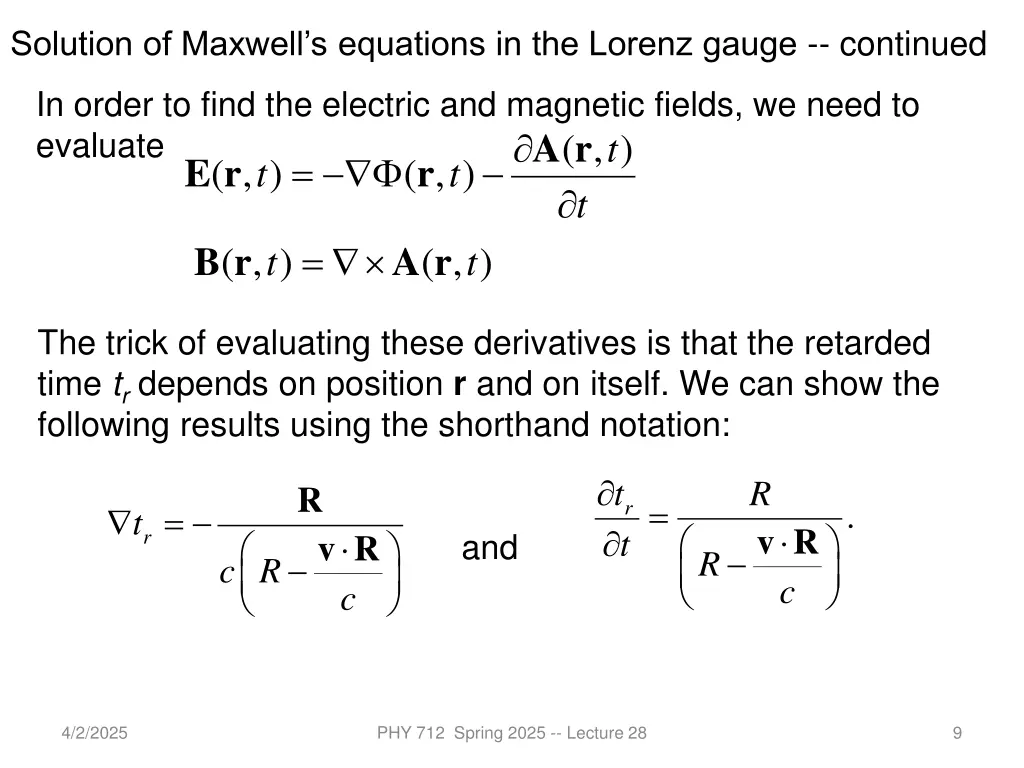 solution of maxwell s equations in the lorenz 2