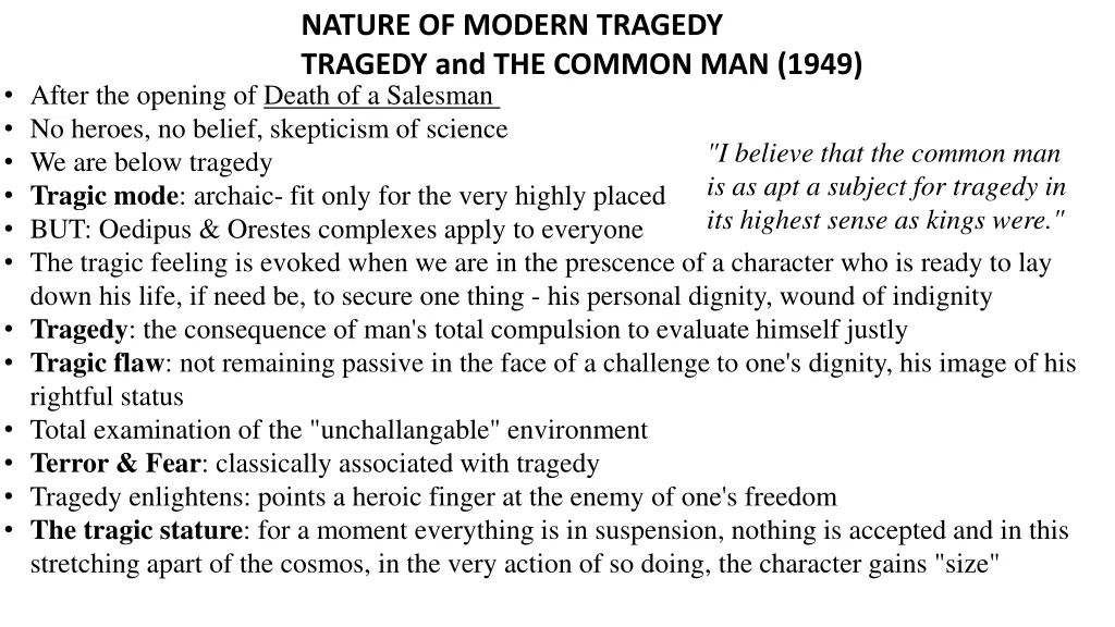 nature of modern tragedy tragedy and the common