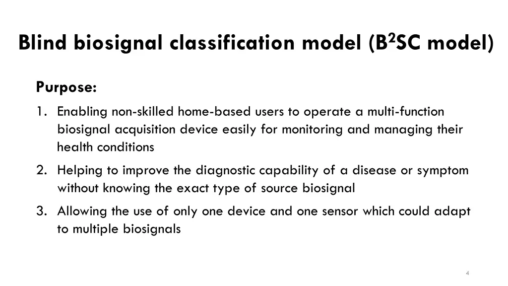 blind biosignal classification model b 2 sc model