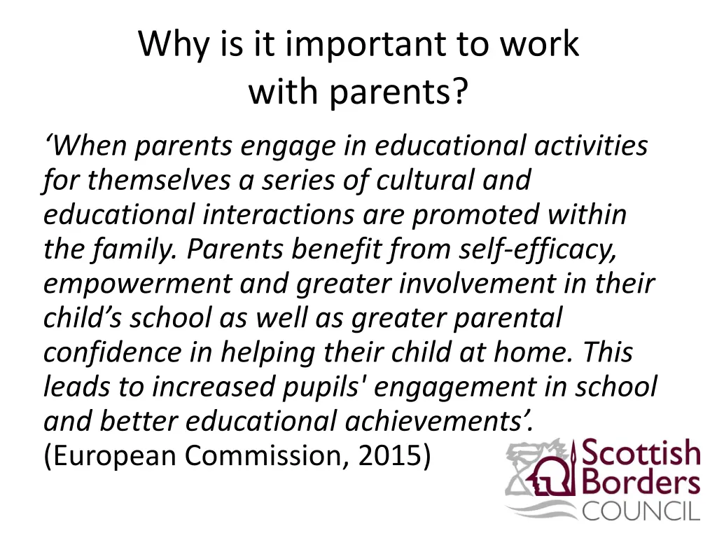 why is it important to work with parents 1