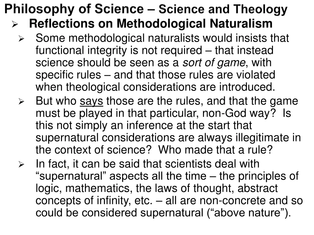 reflections on methodological naturalism some