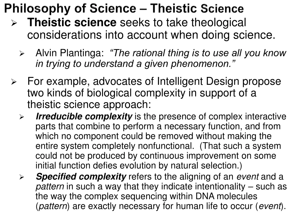 theistic science seeks to take theological