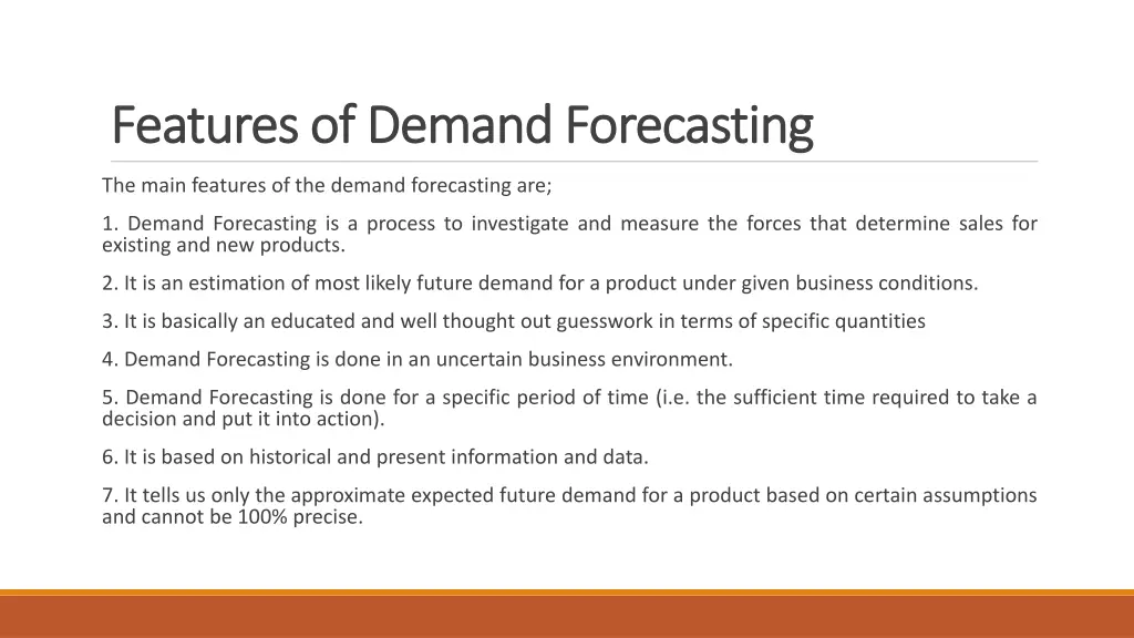 features of demand forecasting features of demand