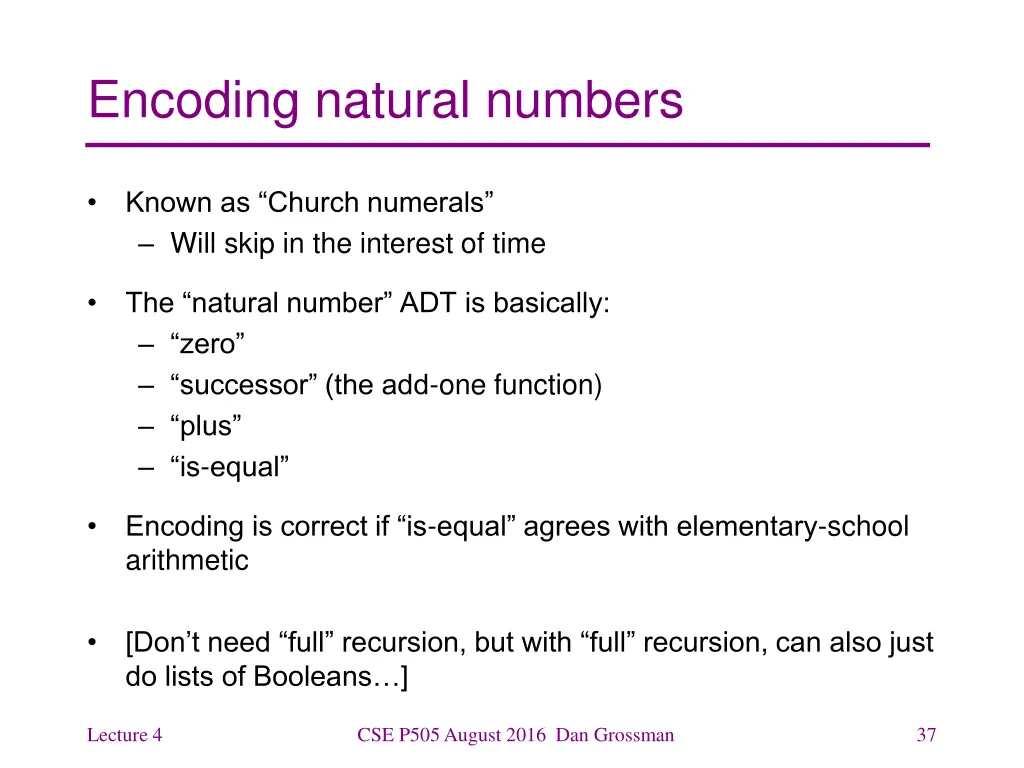 encoding natural numbers