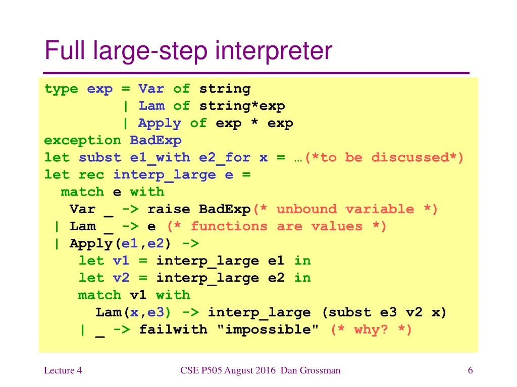 full large step interpreter