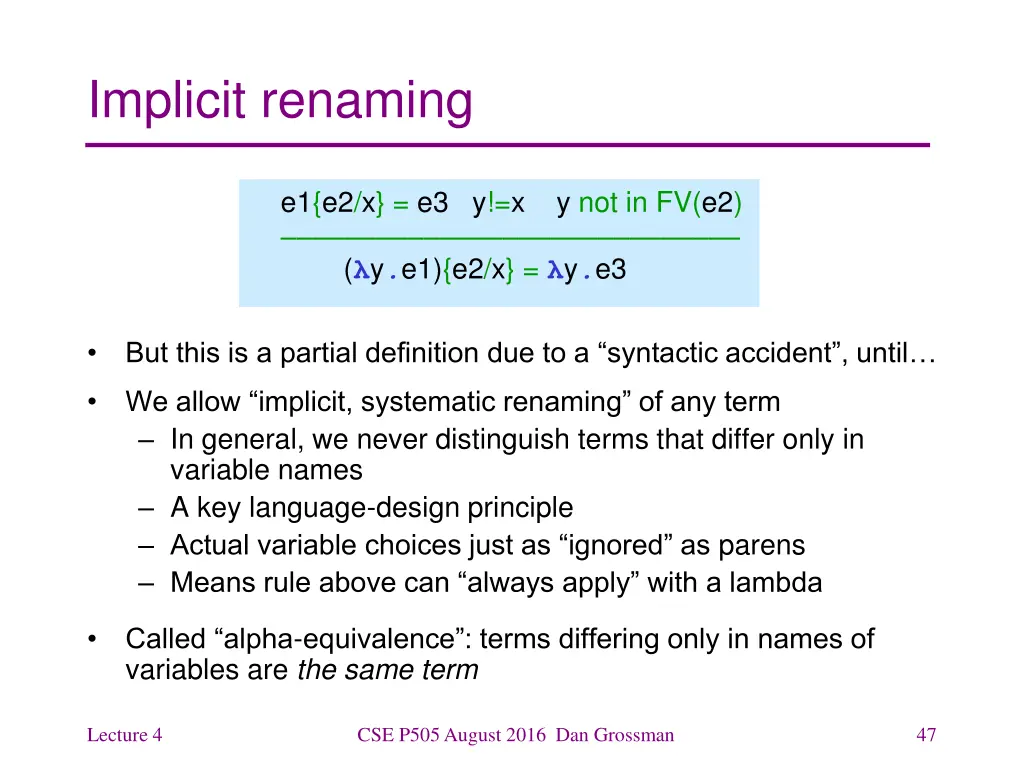 implicit renaming