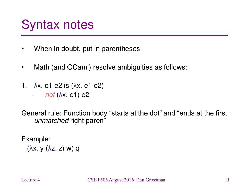 syntax notes