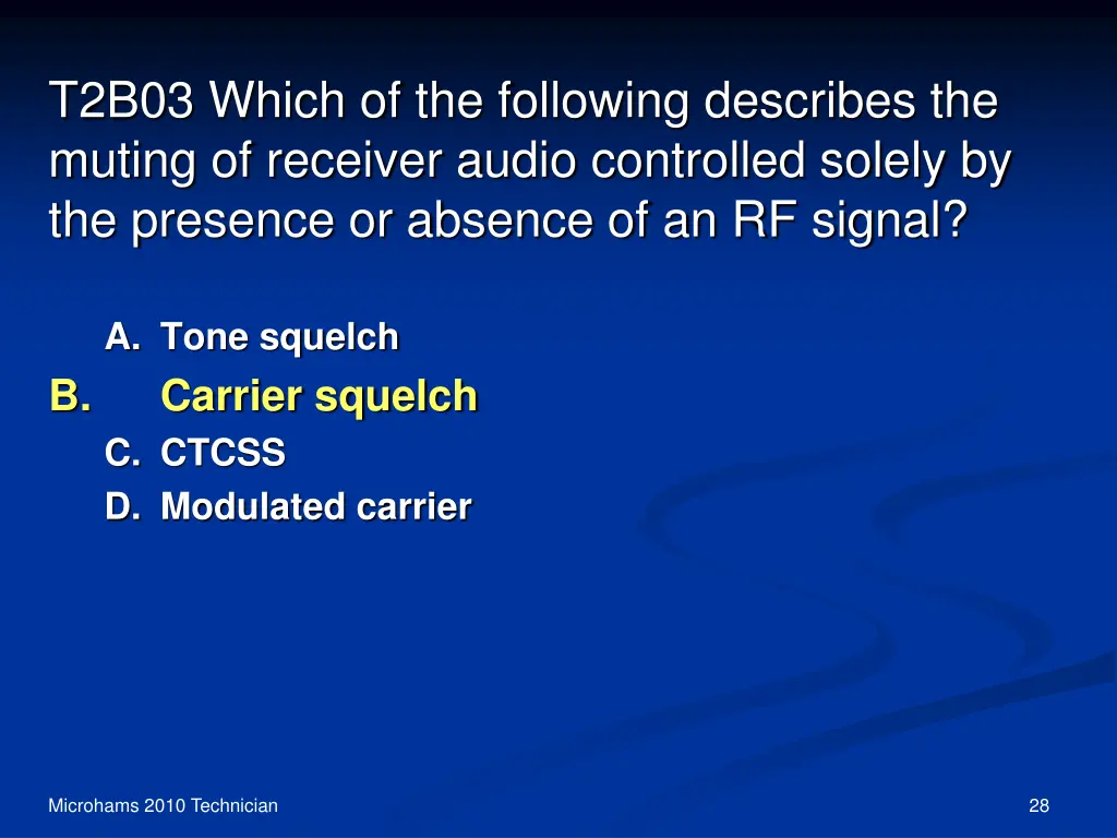 t2b03 which of the following describes the muting 1