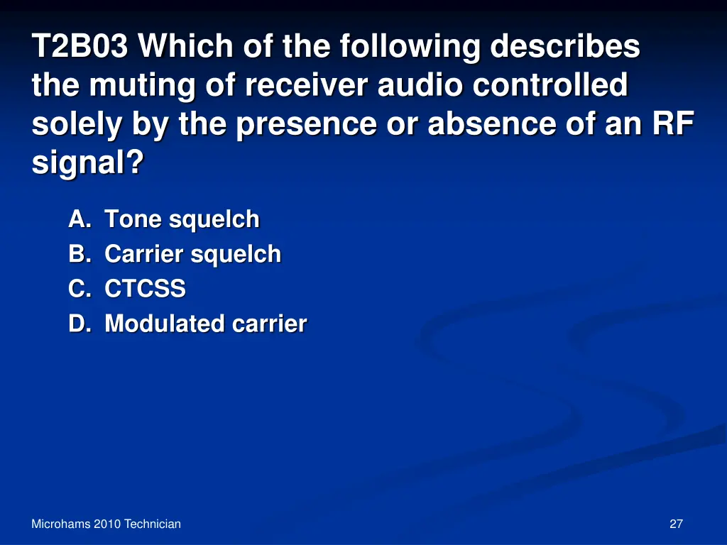t2b03 which of the following describes the muting