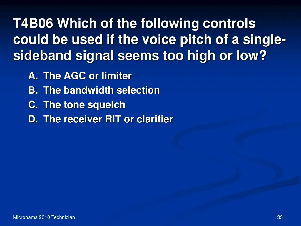 t4b06 which of the following controls could