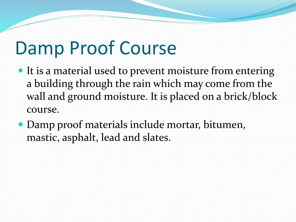 damp proof course