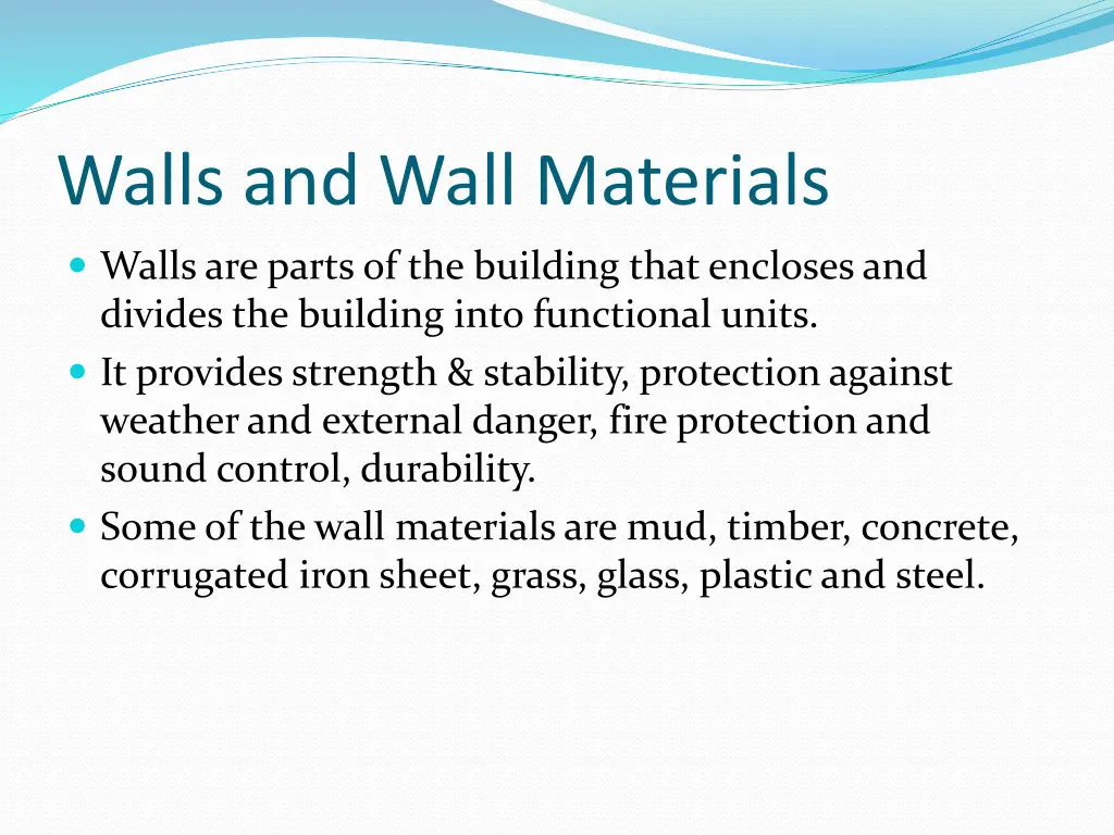 walls and wall materials