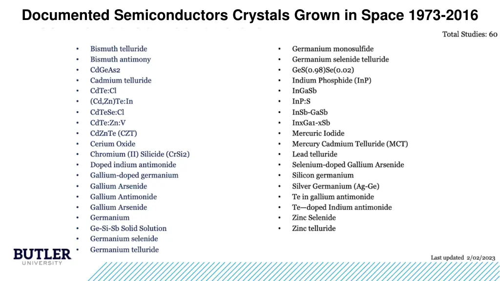 documented semiconductors crystals grown in space