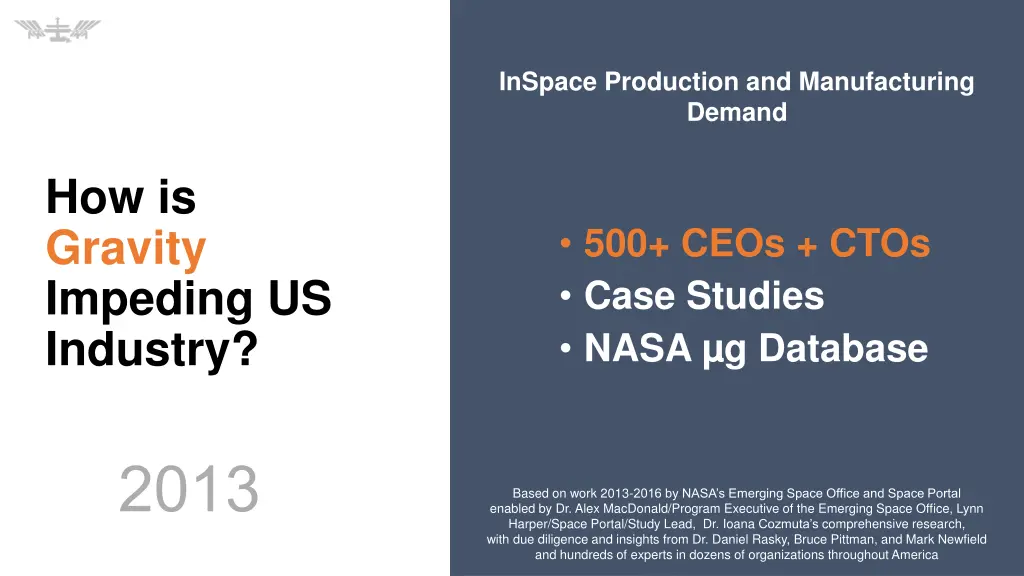 inspace production and manufacturing demand