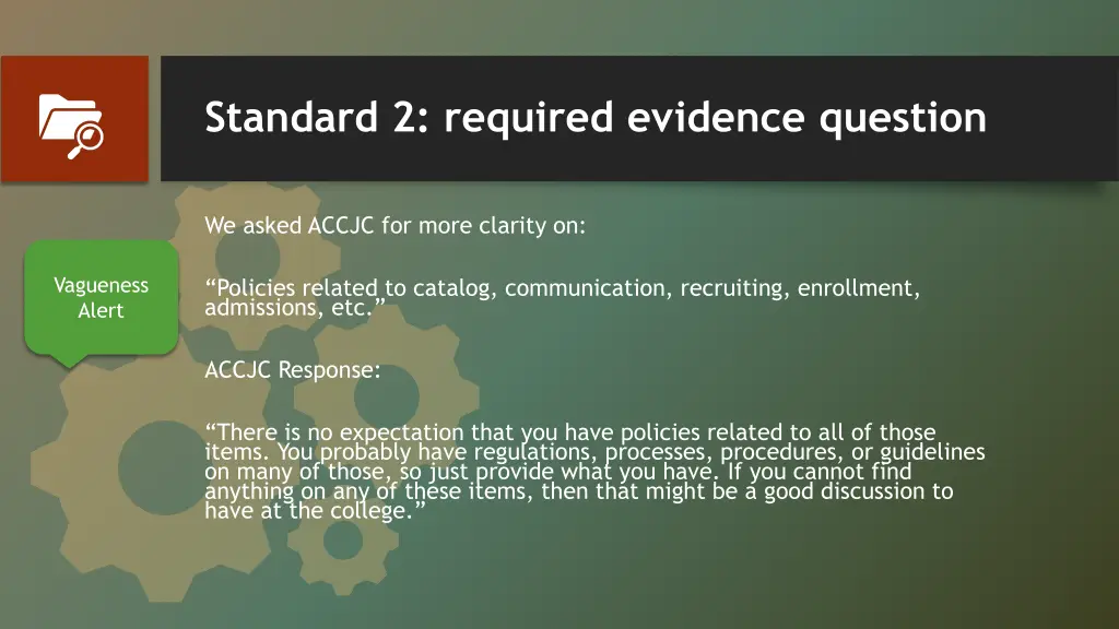 standard 2 required evidence question