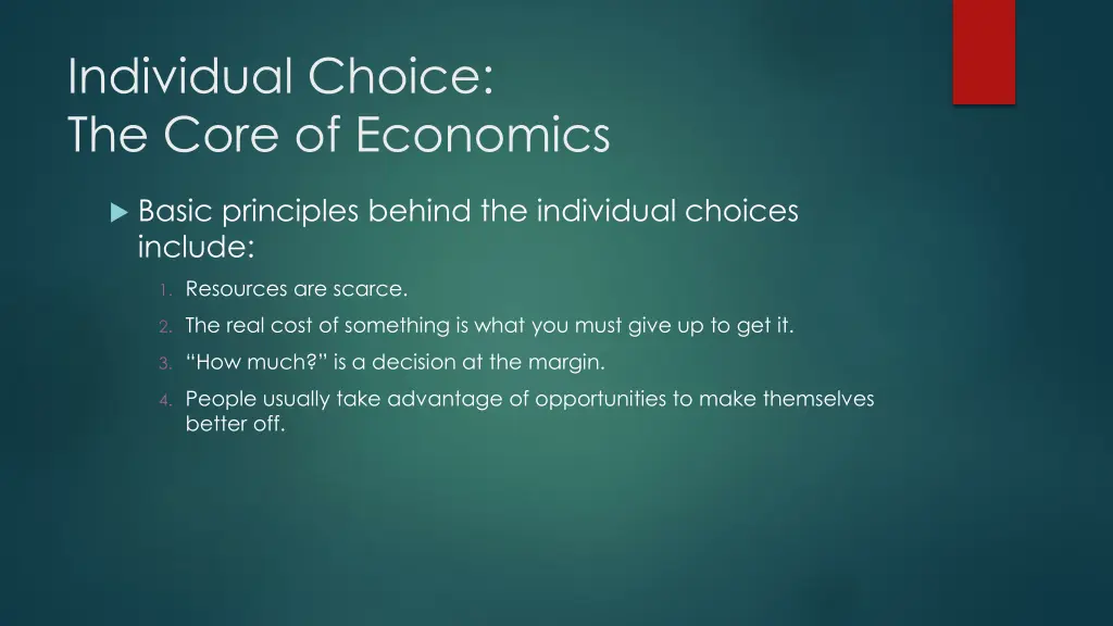 individual choice the core of economics 1