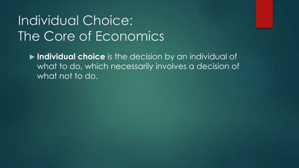 individual choice the core of economics