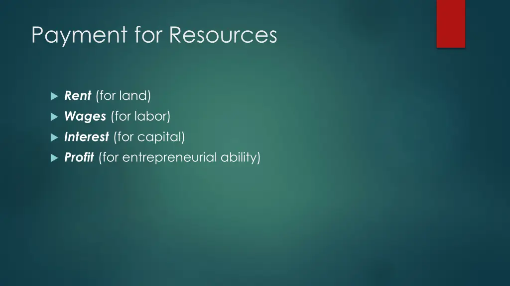 payment for resources